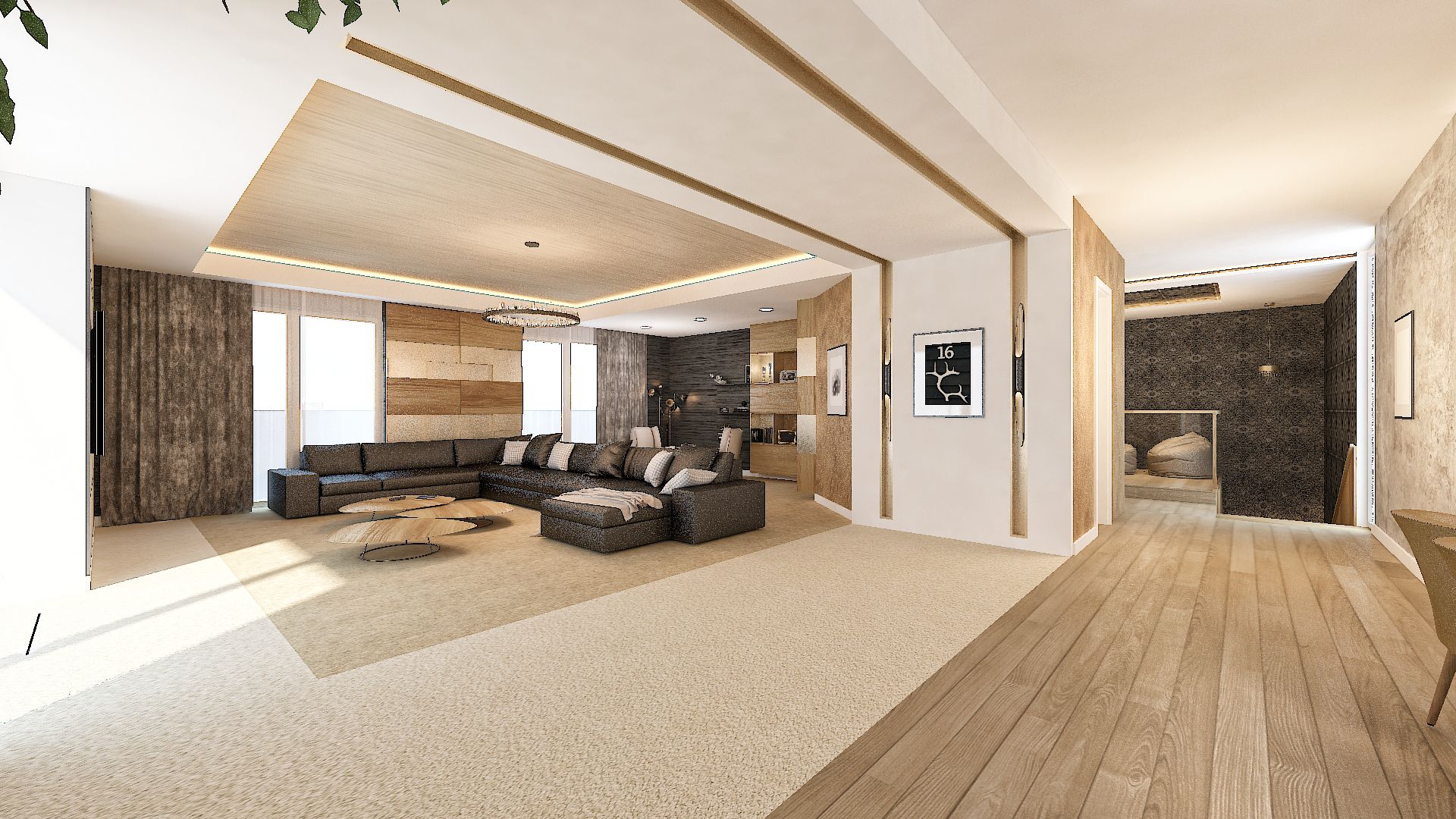 Luxusná obývačka - čierna sedačka Ligne Roset