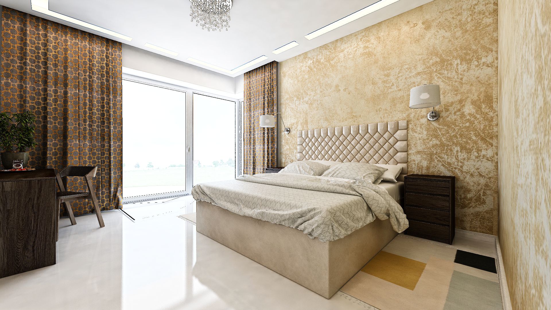 Luxusná hosťovská izba - čalúnená posteľ
