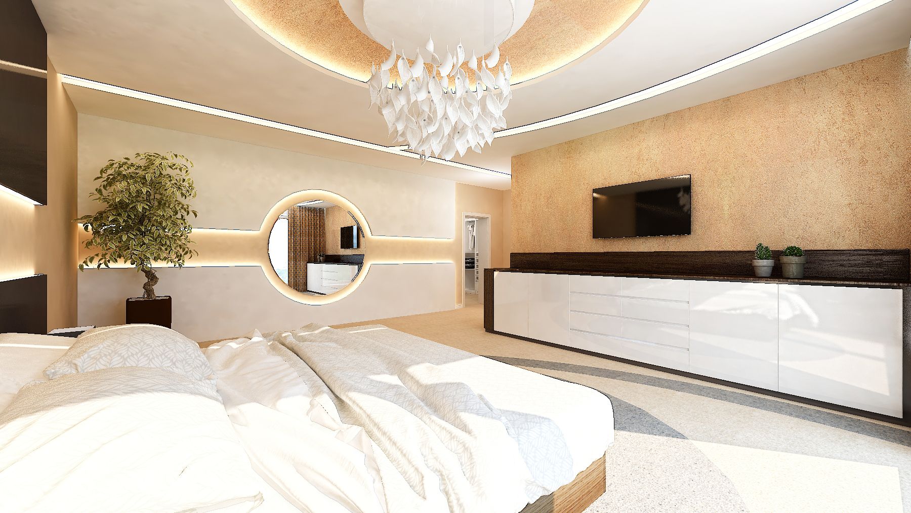 Luxusná spálňa - dizajnové podhľady