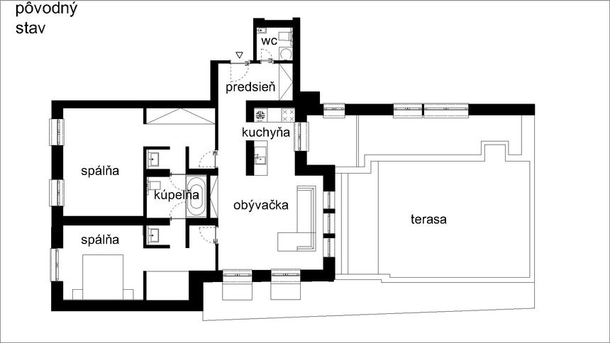 Návrh interiéru bytu, Bratislava - Staré mesto - podhradie