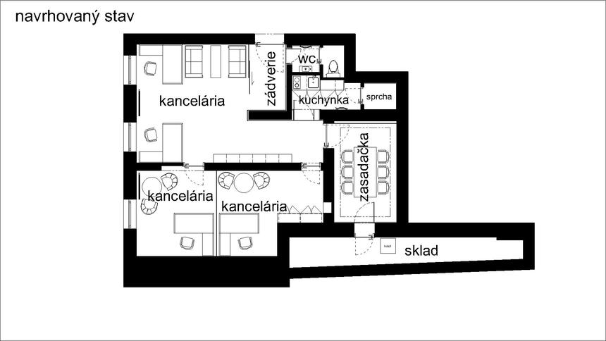 Návrh interiéru kancelárie, Bratislava - Staré mesto - podhradie Návrh interiéru kancelárie, Bratislava - Staré mesto - podhradie